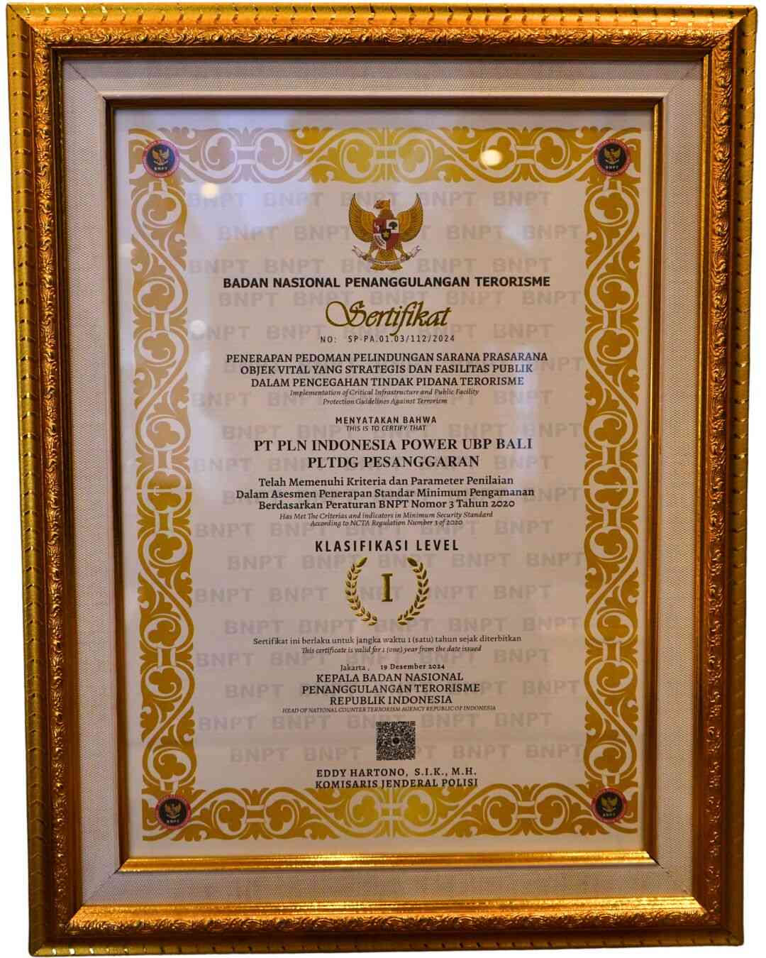 Sertifikat BNPT Pesanggaran